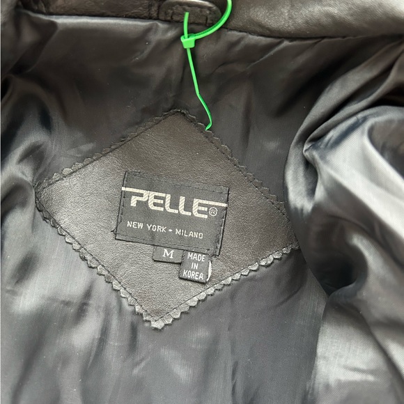 Pelle Black Leather Long Coat Vintage - Picture 10 of 12